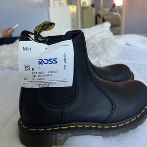 Black Leather Boots with Yellow Stitching